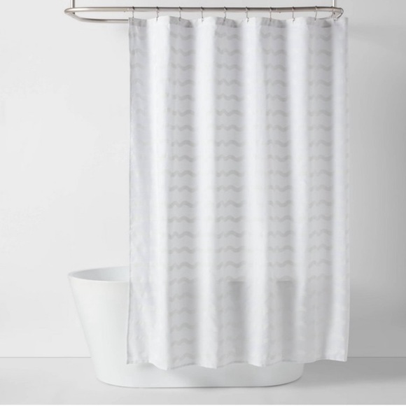 NEW Pillowfort - White Wave Kid’s Shower Curtain - Picture 1 of 7